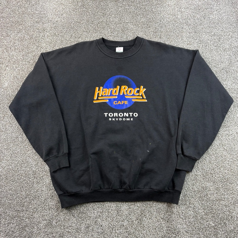Vintage Hard Rock Cafe Sweatshirt Mens XL Black Toronto Skydome Graphic Music